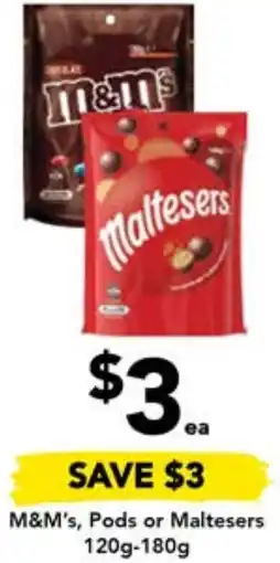 Drakes M&M's, Pods or Maltesers 120g-180g offer