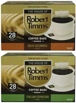 Coles Robert Timms Coffee Bags 24 Pack-28 Pack offer