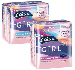 Coles Libra Girl Regular Pads 12 Pack or Goodnight Pads with Wings 10 Pack offer