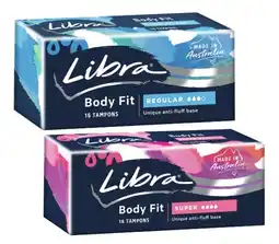 Coles Libra Body Fit Tampons Regular or Super 16 Pack offer