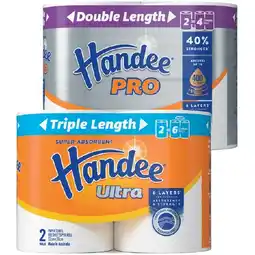 Woolworths Handee Pro Double Length or Ultra Triple Length Paper Towel Pk 2 offer