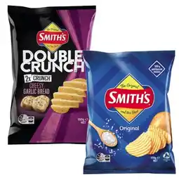 Coles Smith's Crinkle Cut or Double Crunch Potato Chips 150g-170g offer