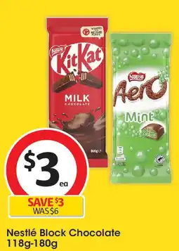 Coles Nestlé Block Chocolate 118g-180g offer