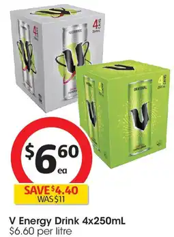 Coles V Energy Drink 4x250mL offer