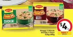 Coles Maggi 2 Minute Noodle 5 Pack 325g-380g offer