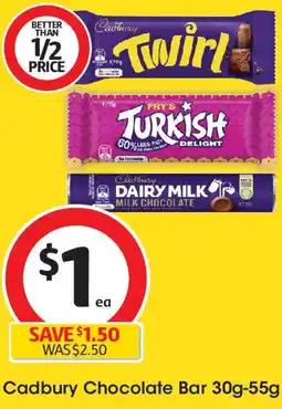 Coles Cadbury Chocolate Bar 30g-55g offer