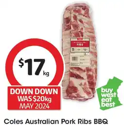 Coles Australian Pork Ribs BBQ per kg