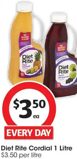 Coles Diet Rite Cordial 1 Litre offer