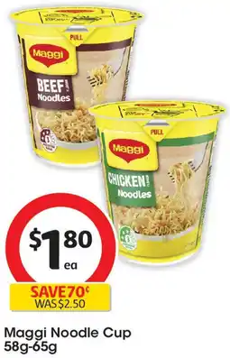 Coles Maggi Noodle Cup 58g-65g offer