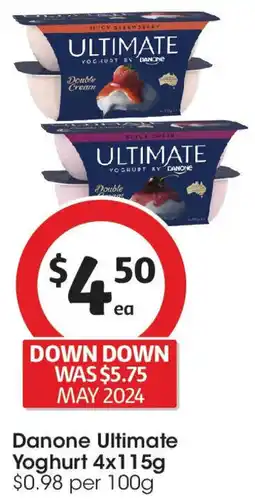 Coles Danone Ultimate Yoghurt 4x115g offer