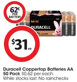 Coles Duracell Coppertop Batteries AA 50 Pack offer