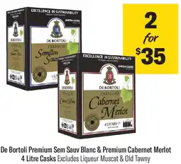 Coles De Bortoli Premium Sem Sauv Blanc & Premium Cabernet Merlot 4 Litre Casks offer