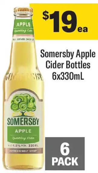 Coles Somersby Apple Cider Bottles 6x330ml offer