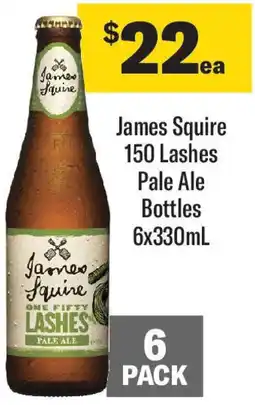 Coles James Squire 150 Lashes Pale Ale Bottles 6x330mL offer