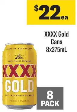 Coles XXXX Gold Cans 8x375mL offer
