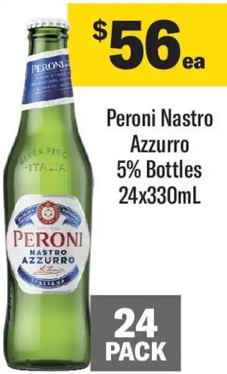 Coles Peroni Nastro Azzurro 5% Bottles 24x330mL offer