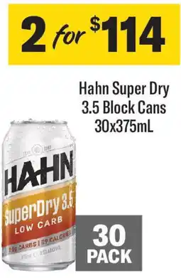 Coles Hahn Super Dry 3.5 Block Cans 30x375mL offer