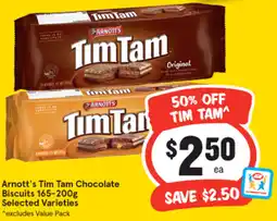 IGA Arnott's Tim Tam Chocolate Biscuits 165-200g offer