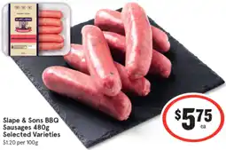 IGA Slape & Sons BBQ Sausages 480g offer