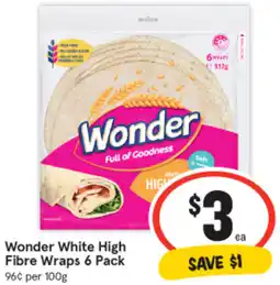 IGA Wonder White High Fibre Wraps 6 Pack offer