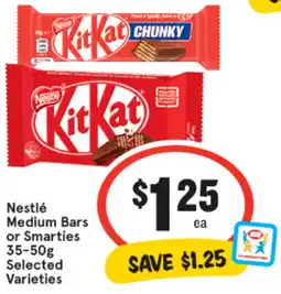 IGA Nestlé Medium Bars or Smarties 35-50g offer