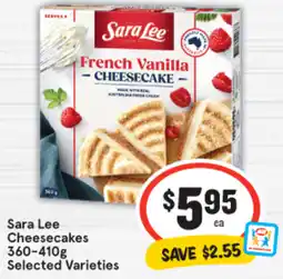 IGA Sara Lee Cheesecakes 360-410g offer