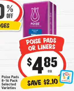 IGA Poise Pads 8-16 Pack offer