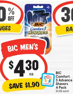 IGA BIC Comfort 3 Advance Shavers 4 Pack offer