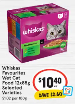 IGA Whiskas Favourites Wet Cat Food 12x85g offer