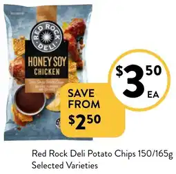 Foodworks Red Rock Deli Potato Chips 150/165g offer
