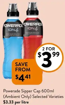Foodworks Powerade Sipper Cap 600ml offer