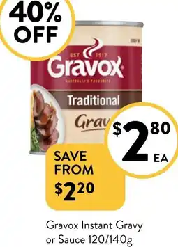 Foodworks Gravox Instant Gravy or Sauce 120/140g offer