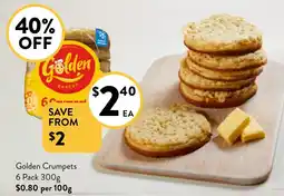 Foodworks Golden Crumpets 6 Pack 300g offer