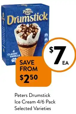Foodworks Peters Drumstick Ice Cream 4/6 Pack offer