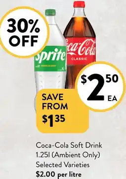 Foodworks Coca-Cola Soft Drink 1.25L offer