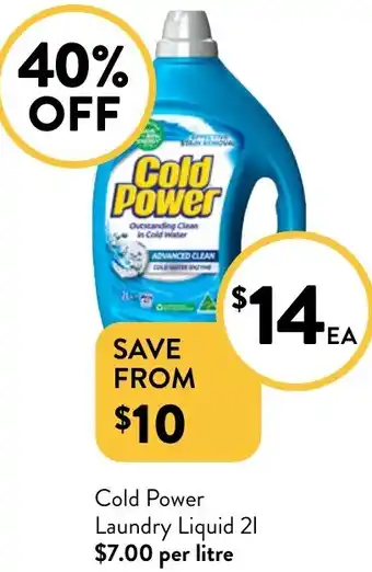 Foodworks Cold Power Laundry Liquid 2L offer
