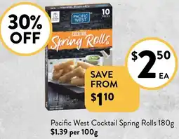 Foodworks Pacific West Cocktail Spring Rolls 180g offer