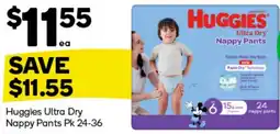 Woolworths Huggies Ultra Dry Nappy Pants Pk 24-36 offer