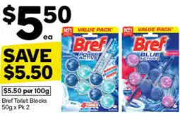 Woolworths Bref Toilet Blocks 50g x Pk 2 offer