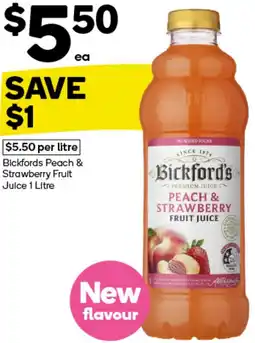 Woolworths Bickfords Peach & Strawberry Fruit Juice 1 Litre offer
