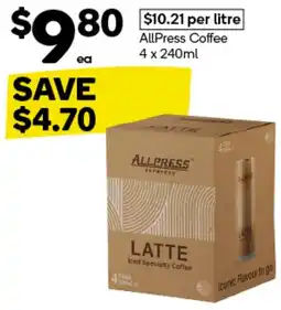 Woolworths AllPress Coffee 4 x 240ml offer