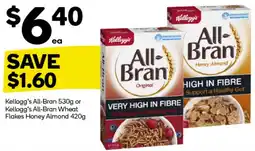 Woolworths Kellogg's All-Bran 530g or Kellogg's All-Bran Wheat Flakes Honey Almond 420g offer