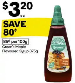 Woolworths Green's Maple Flavoured Syrup 375g offer