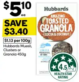 Woolworths Hubbards Muesli, Clusters or Granola 450g offer
