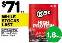 Woolworths BSc High Protein Powder 1.8 kg offer