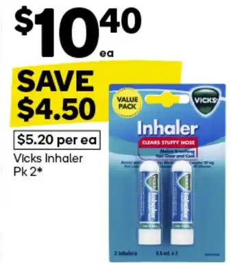 Woolworths Vicks Inhaler Pk 2 offer