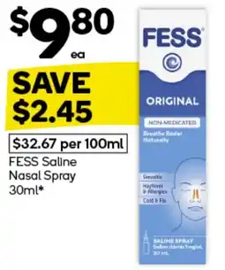 Woolworths FESS Saline Nasal Spray 30ml offer
