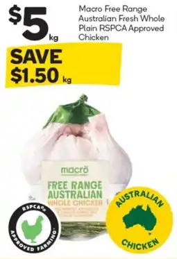 Woolworths Macro Free Range Australian Fresh Whole Plain RSPCA Approved Chicken offer