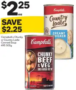 Woolworths Campbells Chunky or Country Ladle Canned Soup 495 505g offer