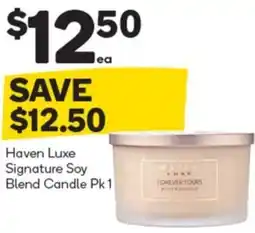Woolworths Haven Luxe Signature Soy Blend Candle Pk 1 offer